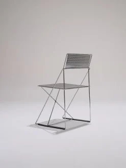 Pamono Metal X-Lines Chairs attributed to Niels Jørgen Haugesen, 1970s, Set of 4><noscript><img width=
