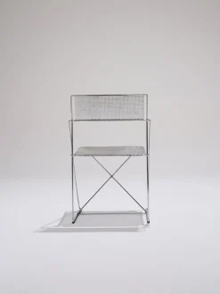 Pamono Metal X-Lines Chairs attributed to Niels Jørgen Haugesen, 1970s, Set of 4><noscript><img width=