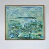 Sale Pamono Mette Birckner, Abstract Impressionist Turquoise Town with Animals, 2018, Oil on Canvas