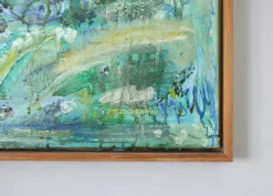 Sale Pamono Mette Birckner, Abstract Impressionist Turquoise Town with Animals, 2018, Oil on Canvas