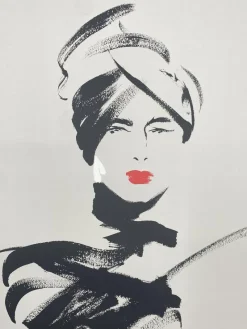 Pamono Michel Canetti, Woman with Red Lipstick, 1980s, Screen Print><noscript><img width=