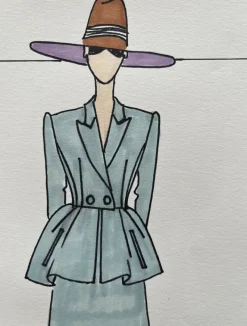Pamono Michel Goma, Fashion Drawing, 1980s, Felt-Tipped Pen> Work On Paper