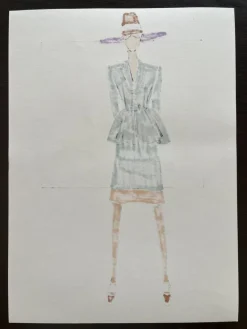 Pamono Michel Goma, Fashion Drawing, 1980s, Felt-Tipped Pen><noscript><img width=