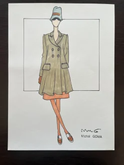 Best Pamono Michel Goma, Fashion Drawing, 1980s, Felt-Tipped Pen Drawing