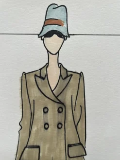 Best Pamono Michel Goma, Fashion Drawing, 1980s, Felt-Tipped Pen Drawing