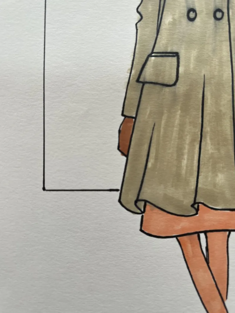 Best Pamono Michel Goma, Fashion Drawing, 1980s, Felt-Tipped Pen Drawing
