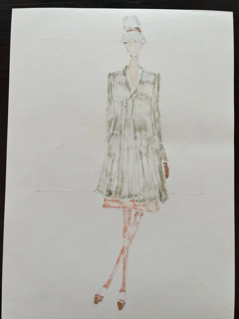 Best Pamono Michel Goma, Fashion Drawing, 1980s, Felt-Tipped Pen Drawing