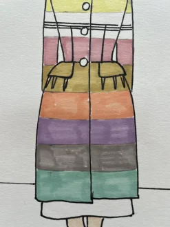 Sale Pamono Michel Goma, Fashion Drawing, 1980s, Felt-Tipped Pen
