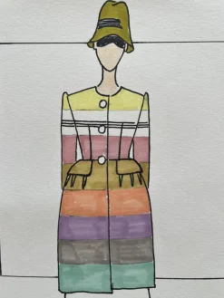 Sale Pamono Michel Goma, Fashion Drawing, 1980s, Felt-Tipped Pen