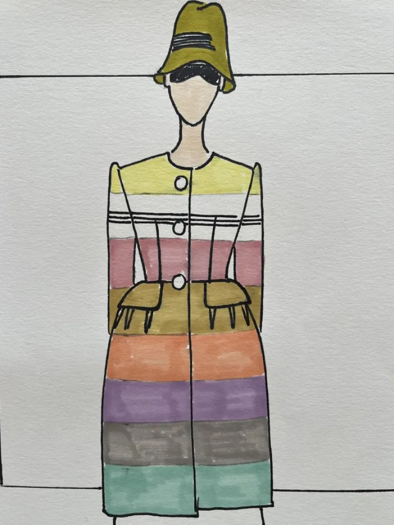 Sale Pamono Michel Goma, Fashion Drawing, 1980s, Felt-Tipped Pen