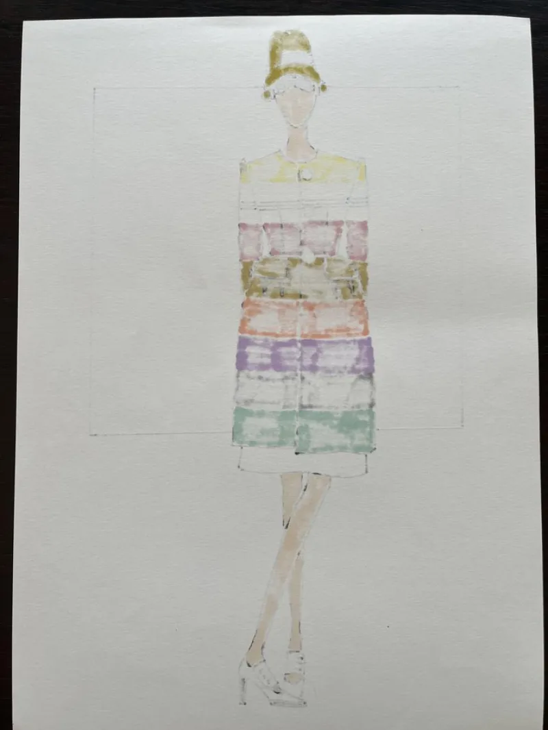 Sale Pamono Michel Goma, Fashion Drawing, 1980s, Felt-Tipped Pen