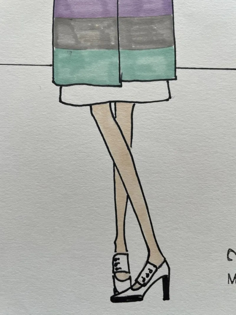 Sale Pamono Michel Goma, Fashion Drawing, 1980s, Felt-Tipped Pen