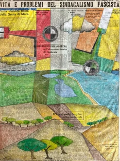 Clearance Pamono Michele Falanga, Futurist Aeropittura, 1933, Mixed Media on Newspaper