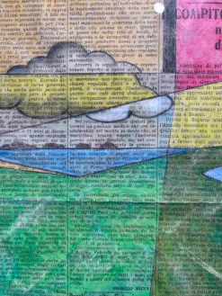 Clearance Pamono Michele Falanga, Futurist Aeropittura, 1933, Mixed Media on Newspaper