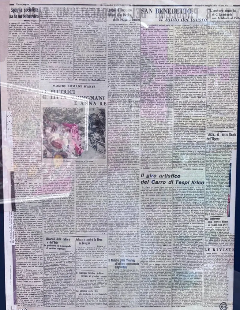 Clearance Pamono Michele Falanga, Futurist Aeropittura, 1933, Mixed Media on Newspaper