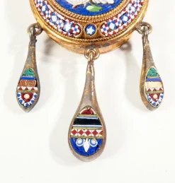 Pamono Micromosaic Photo Holder Locket Pendant with Birds><noscript><img width=
