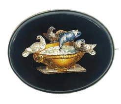 Pamono Micromosaic Plinys Doves Brooch, 1860s> Brooches
