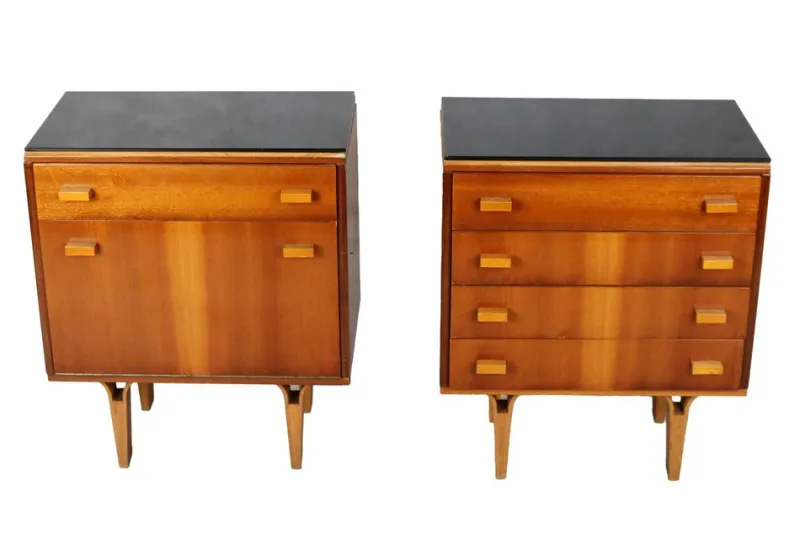 Pamono Mid 20th Century Nightstands, 1970s, Set of 2> Nightstands