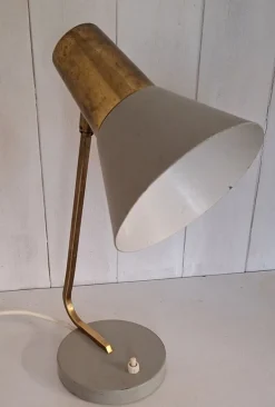 New Pamono Mid-Century Adjustable Desk Lamp with Grey Lacquered Metal Frame and Brass Holder, 1960s