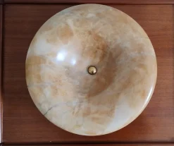 Outlet Pamono Mid-Century Alabaster Bowl with Bronze Base from Bronze Véritable, France, 1950s