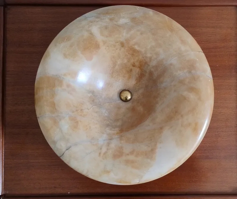 Outlet Pamono Mid-Century Alabaster Bowl with Bronze Base from Bronze Véritable, France, 1950s