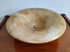 Outlet Pamono Mid-Century Alabaster Bowl with Bronze Base from Bronze Véritable, France, 1950s
