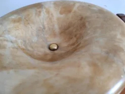Outlet Pamono Mid-Century Alabaster Bowl with Bronze Base from Bronze Véritable, France, 1950s