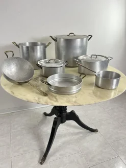 Pamono Mid-Century Aluminum and Copper Cooking Pots, 1930s, Set of 7> Cutlery & Serving Utensils