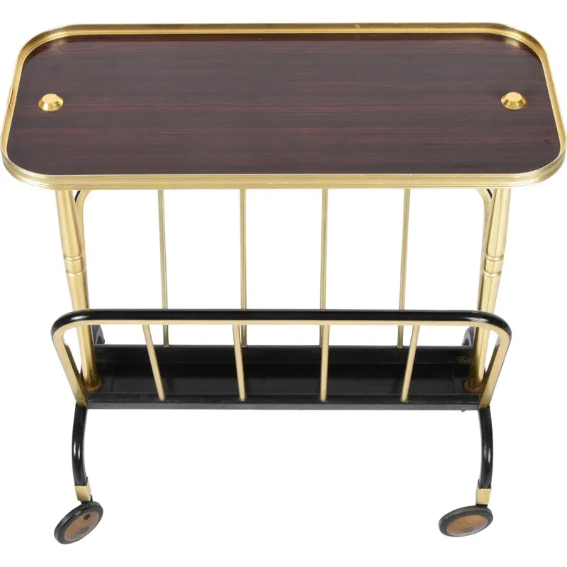 Pamono Mid-Century Aluminum and Formica Trolley Magazine Rack by Ico and Luisa Parisi for MB, 1960s> Magazine Racks