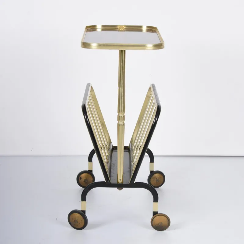 Pamono Mid-Century Aluminum and Formica Trolley Magazine Rack by Ico and Luisa Parisi for MB, 1960s> Magazine Racks
