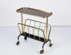 Pamono Mid-Century Aluminum and Formica Trolley Magazine Rack by Ico and Luisa Parisi for MB, 1960s><noscript><img width=
