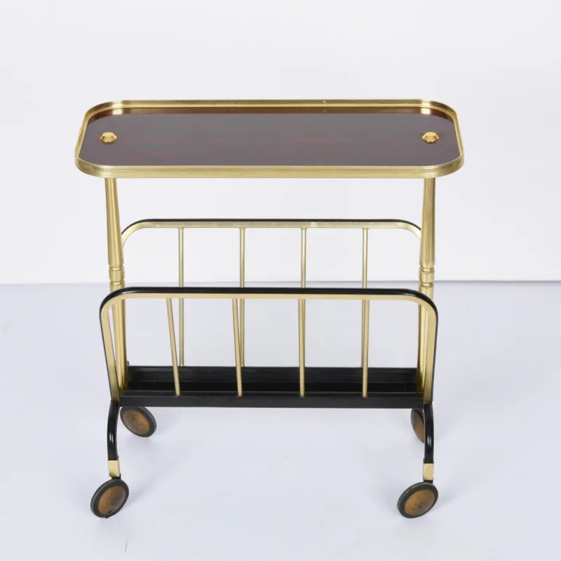 Pamono Mid-Century Aluminum and Formica Trolley Magazine Rack by Ico and Luisa Parisi for MB, 1960s> Magazine Racks