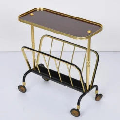 Pamono Mid-Century Aluminum and Formica Trolley Magazine Rack by Ico and Luisa Parisi for MB, 1960s><noscript><img width=