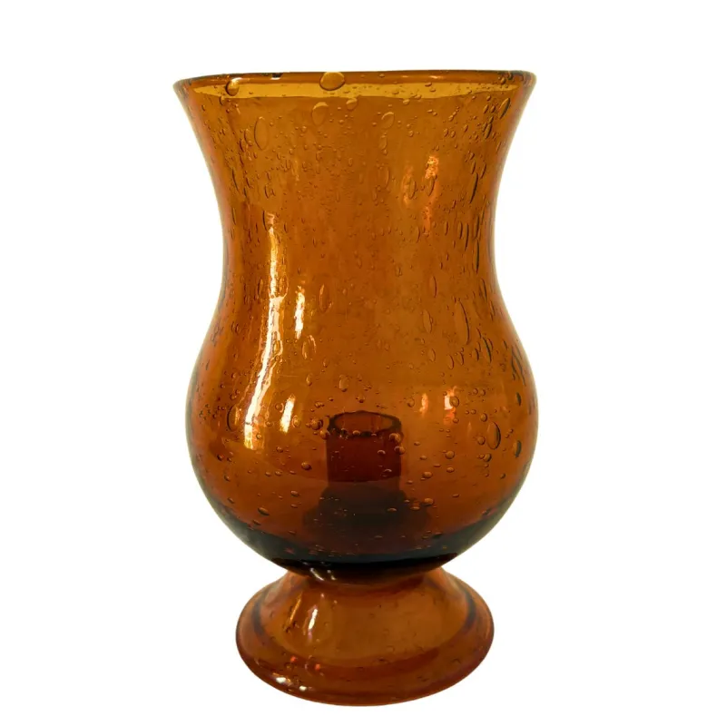 Pamono Mid-Century Amber Bubble Glass Photophores or Candleholders from Biot, France, 1960s, Set of 2> Candleholders