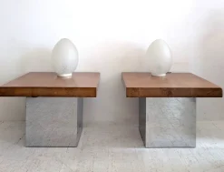Pamono Mid-Century American Chrome and Burlwood Coffee Tables by Milo Baughman for Thayer Coggin, 1970s, Set of 2><noscript><img width=