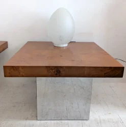 Pamono Mid-Century American Chrome and Burlwood Coffee Tables by Milo Baughman for Thayer Coggin, 1970s, Set of 2><noscript><img width=