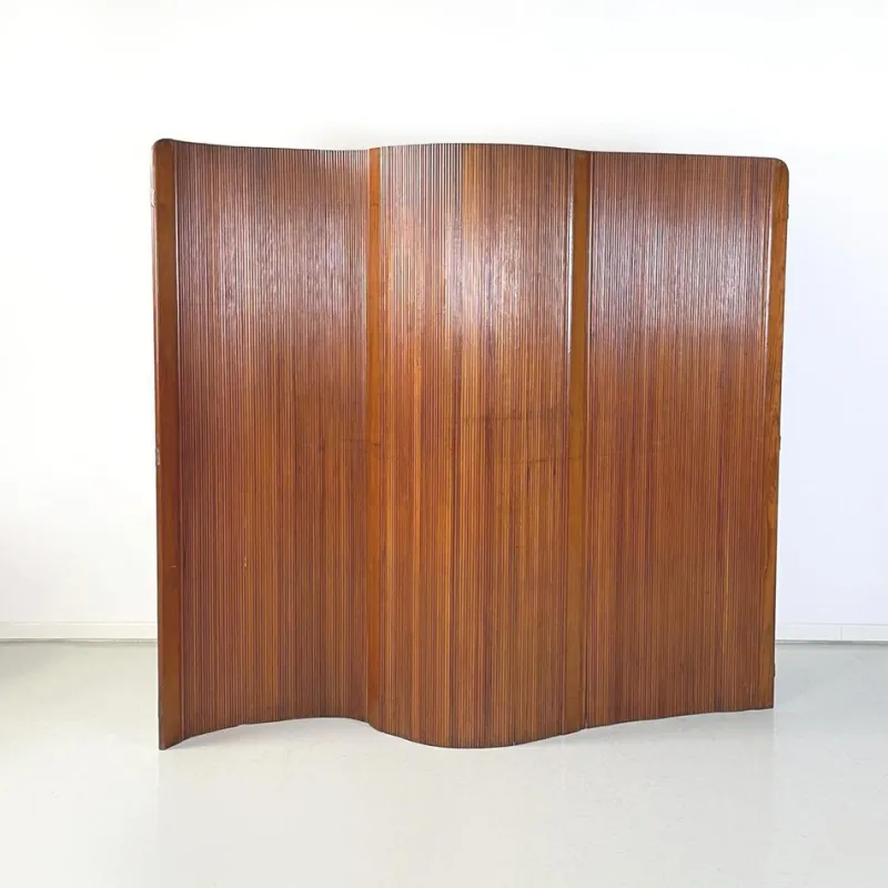 Pamono Mid-Century Art Deco French Self-Supporting Wooden Screen attributed to Baumann, 1950s> Room Dividers & Screens