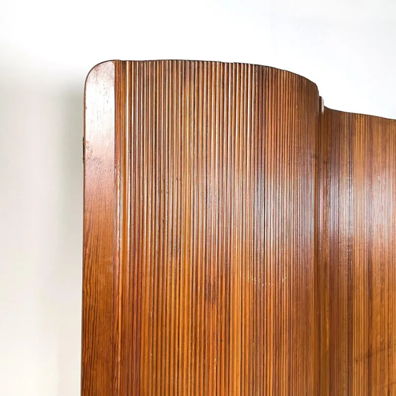 Pamono Mid-Century Art Deco French Self-Supporting Wooden Screen attributed to Baumann, 1950s> Room Dividers & Screens