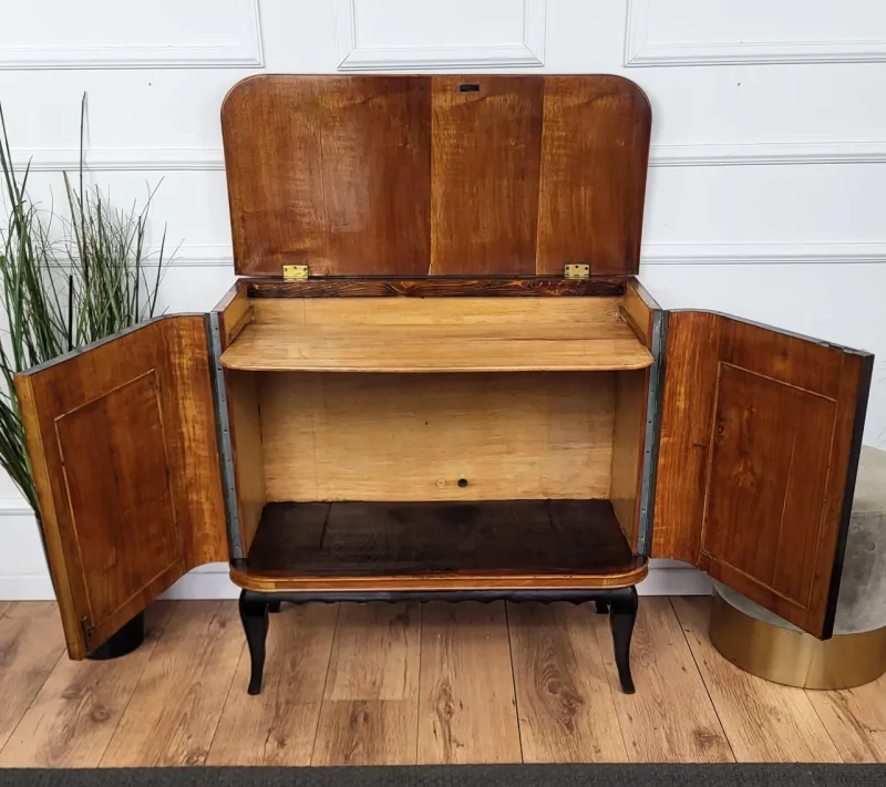 Pamono Mid-Century Art Deco Italian Forest Wildlife Carved Wood Dry Bar Cabinet, 1960s> Cabinets & Wardrobes