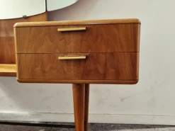 Pamono Mid-Century Art Deco Style Walnut & Brass Dressing Table by A.A. Patijn for Zijlstra Joure><noscript><img width=
