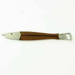 Pamono Mid-Century Austrian Steel and Leather Fish Bottle Opener by Carl Auböck> Cutlery & Serving Utensils