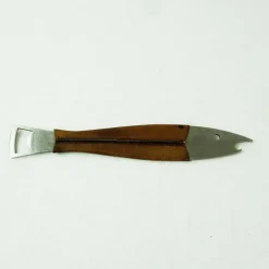 Pamono Mid-Century Austrian Steel and Leather Fish Bottle Opener by Carl Auböck><noscript><img width=