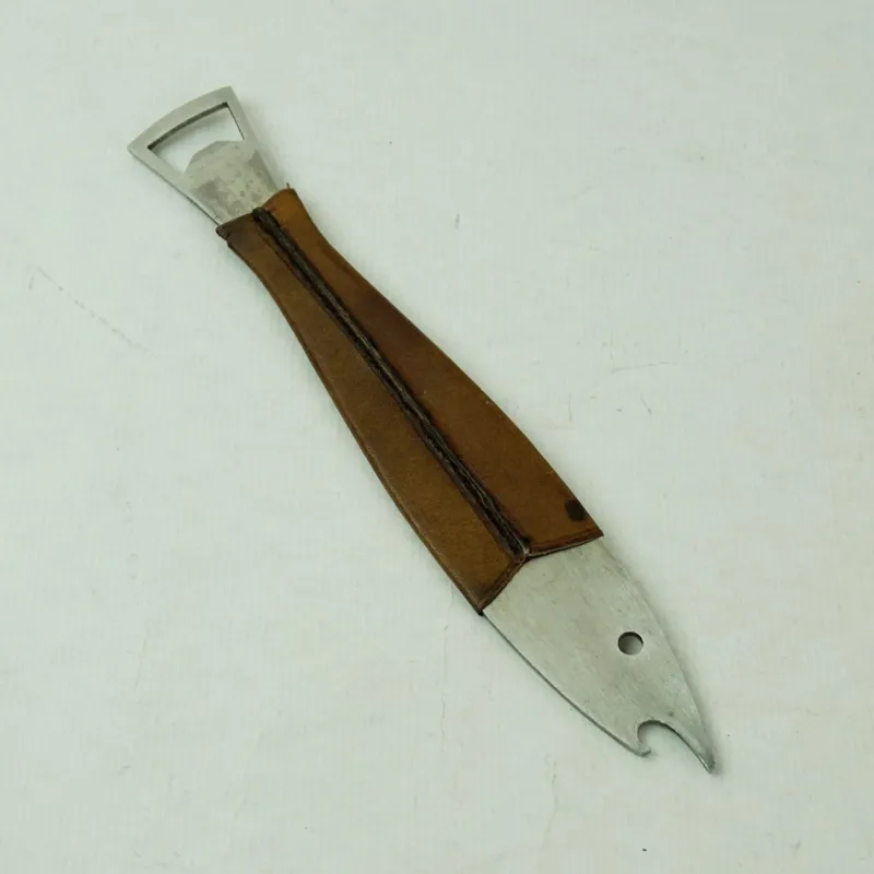 Pamono Mid-Century Austrian Steel and Leather Fish Bottle Opener by Carl Auböck> Cutlery & Serving Utensils