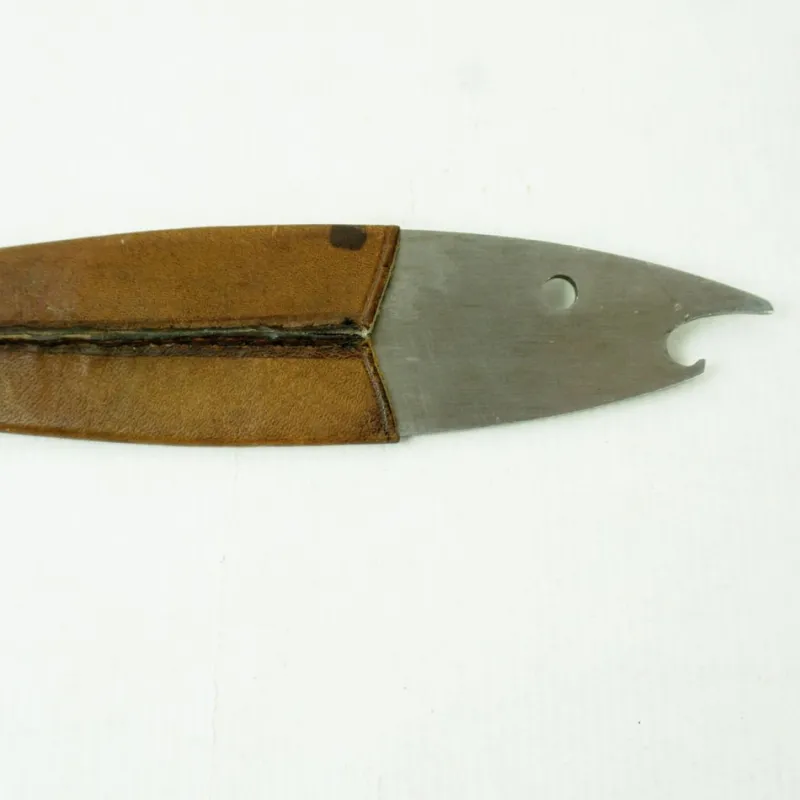 Pamono Mid-Century Austrian Steel and Leather Fish Bottle Opener by Carl Auböck> Cutlery & Serving Utensils