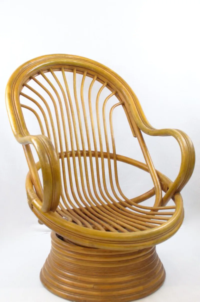 Pamono Mid-Century Bambo Swivel Rocking Chair, 1970s> Rocking Chairs