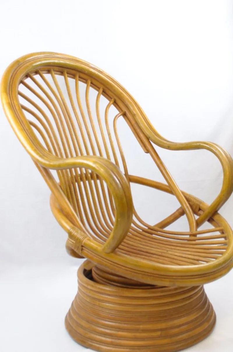 Pamono Mid-Century Bambo Swivel Rocking Chair, 1970s> Rocking Chairs