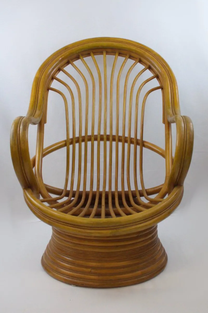 Pamono Mid-Century Bambo Swivel Rocking Chair, 1970s> Rocking Chairs