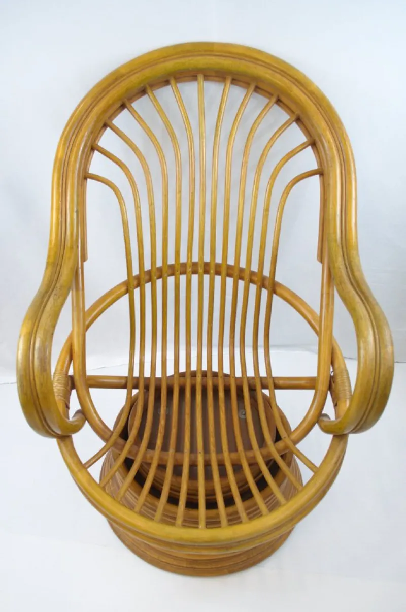Pamono Mid-Century Bambo Swivel Rocking Chair, 1970s> Rocking Chairs