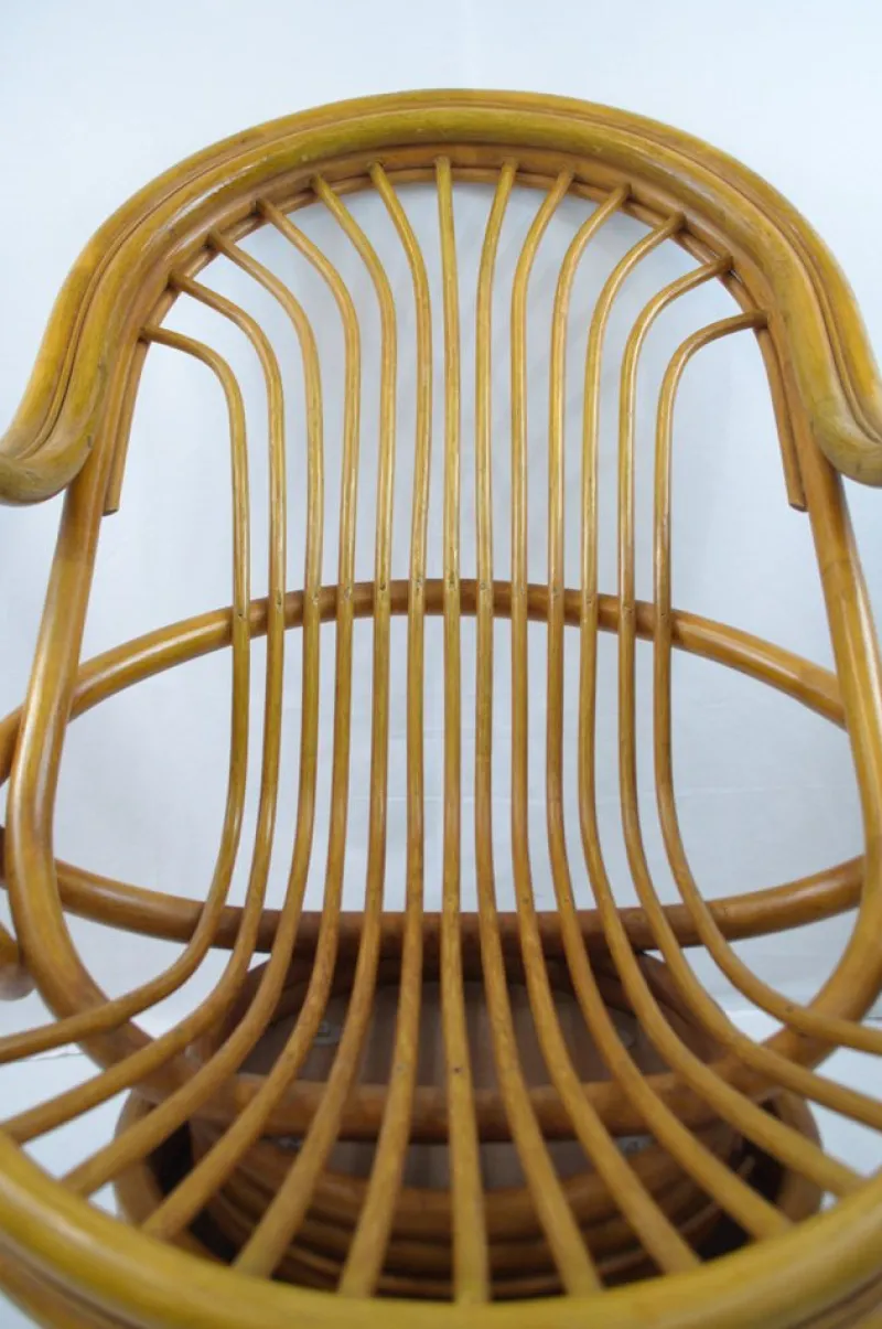Pamono Mid-Century Bambo Swivel Rocking Chair, 1970s> Rocking Chairs