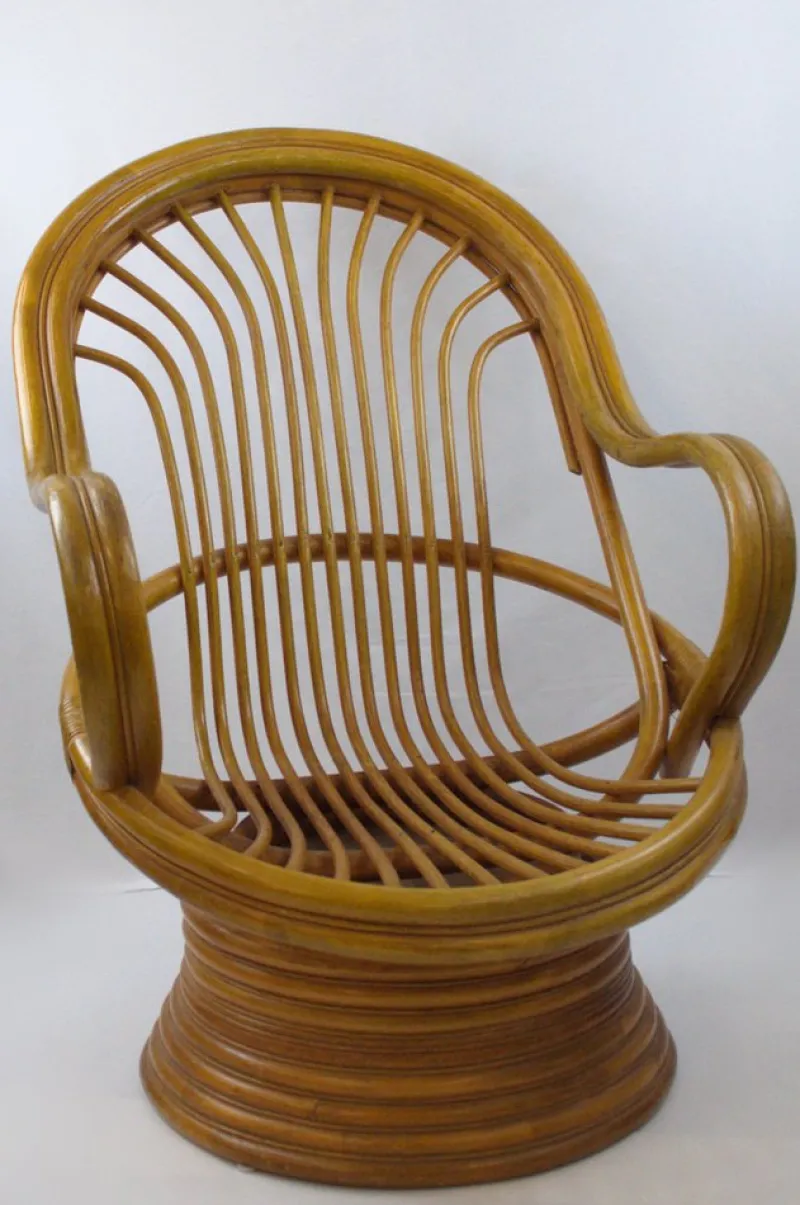 Pamono Mid-Century Bambo Swivel Rocking Chair, 1970s> Rocking Chairs